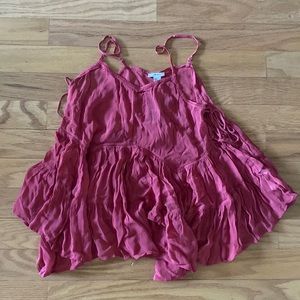 Pink Ruffled Tank Top